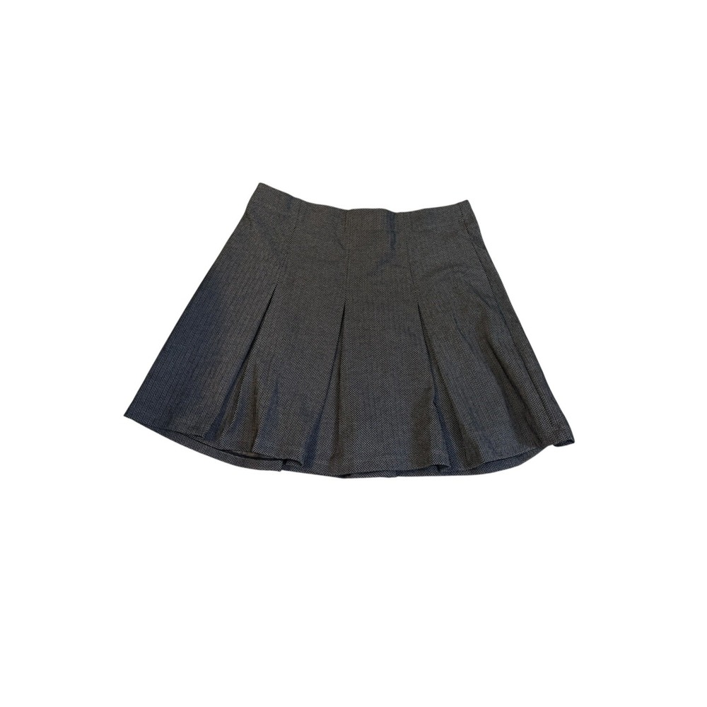 Max Studio Womens Black White Herringbone Pleated Mini Skirt XL 2707Q12